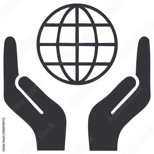 Hands holding earth globe, world care and protect symbol, international partnership, save planet concept.