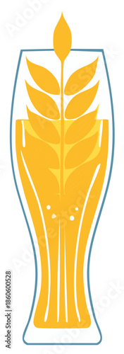 Stylized Beer Glass With Wheat Stalk