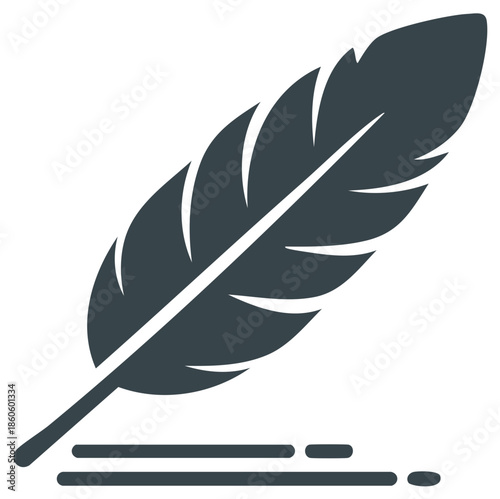Quill Pen Ink Lines Design Writing Concept Journalism Vector Isolated Icon