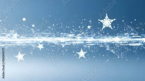 Futuristic Christmas Technology Background with Digital Stars and Snowflakes