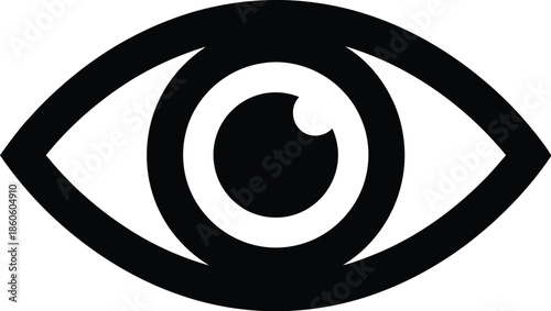 A simple black and white illustration of a human eye with distinct features