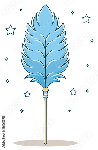 Soft blue feather duster with starry sparkling effect for cleaning and dusting tasks
