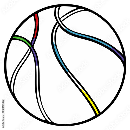 Abstract Modern Basketball Design with Colorful Stripes and Outline