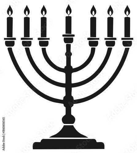 Menorah Illustration. Seven-branched candelabrum, symbol of Jewish holiday Hanukkah.