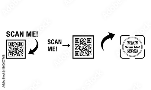 Modern QR code scanning process with design integration for digital technology solutions.