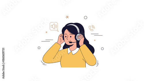 Young asian female customer service representative with headset