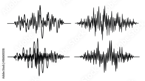 Abstract representation of sound waves and audio signal visualizations