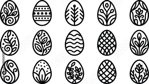 Collection of decorated easter eggs isolated on white background, Vector, illustration