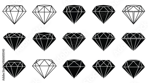 A collection of black and white diamond shapes in a grid arrangement