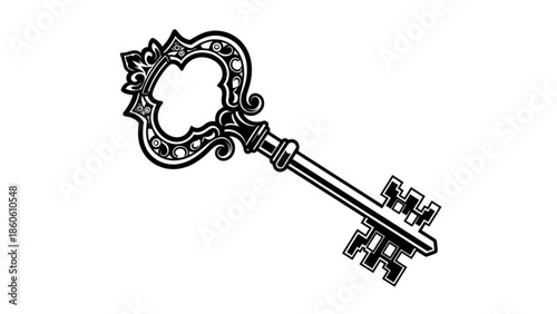 An ornate antique skeleton key with intricate details