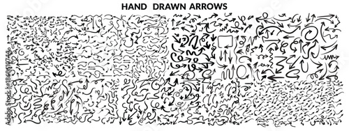 Various black brush drawn curved arrows. Collection doodle marker thick arrows in different directions. Grunge rough direction shape for design. Vector brush strokes, Red pencil arrow doodles. arrow 