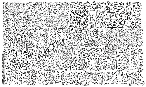 Various black brush drawn curved arrows. Collection doodle marker thick arrows in different directions. Grunge rough direction shape for design. Vector brush strokes, Red pencil arrow doodles. arrow 