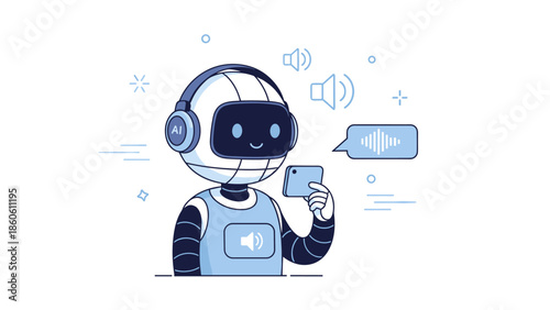 Friendly ai robot communicating via smart device with voice interaction