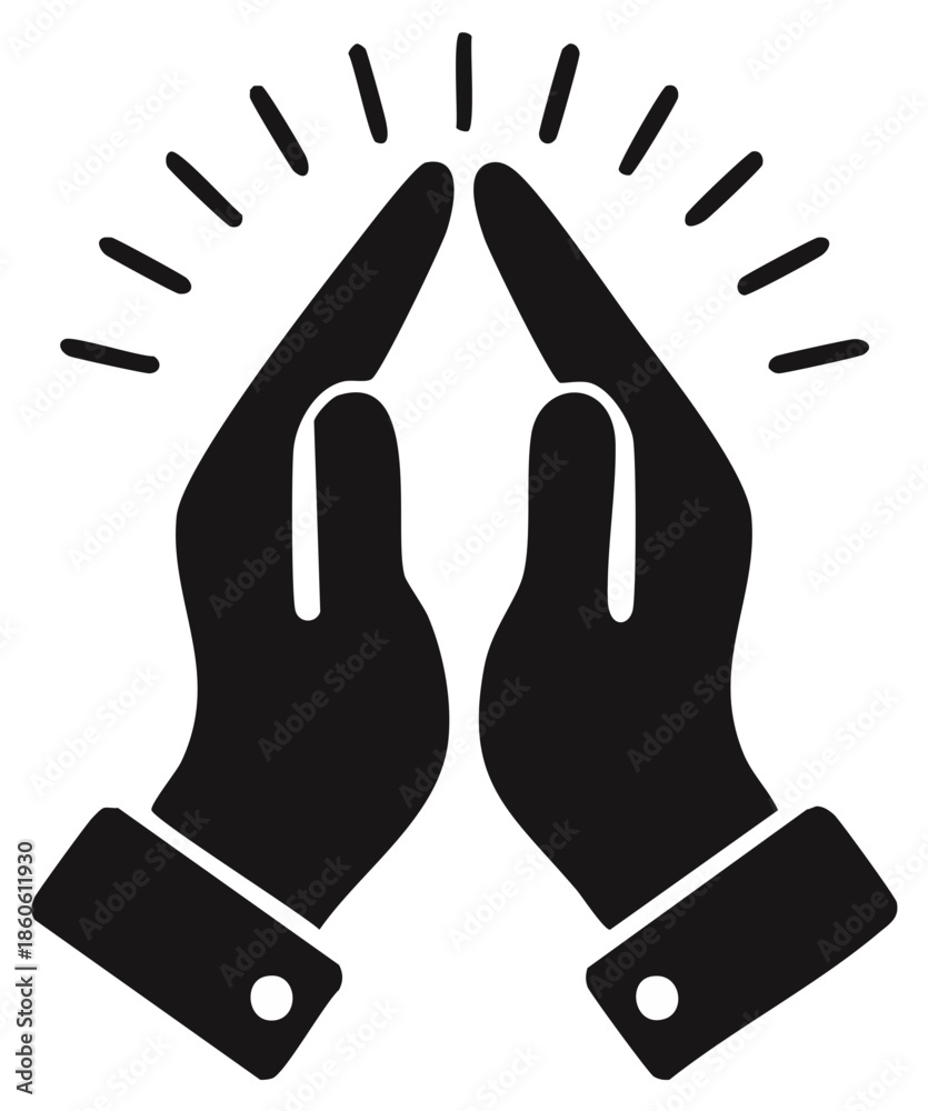 Obraz premium High five or praying hands glyph icon for celebration teamwork gratitude and praise
