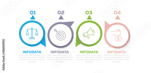 Business infographic template. 4 Step timeline journey. Process diagram, Can be used for workflow layout, diagram, annual report, web Infographic vector illustration.