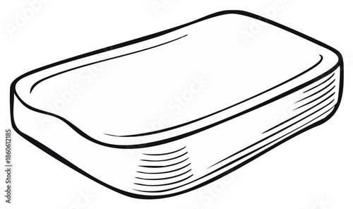 Stylized Rectangular Soap Bar Illustration with Smooth Edges and Line Details