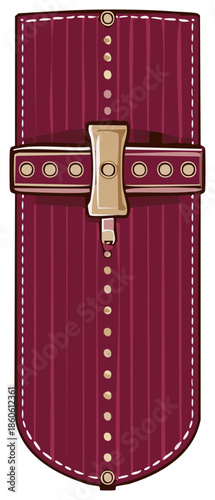 Classic burgundy toggle fastener on ribbed fabric with strap and stitching vector illustration