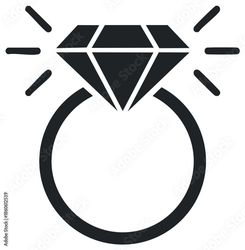 Sparkling diamond engagement ring icon simple graphic representation