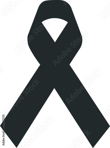 dark gray awareness ribbon symbol in classic loop design for memorial and solidarity campaigns