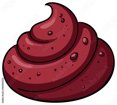 Cartoon styled swirl of dark red food frosting or soft serve ice cream with small bumps