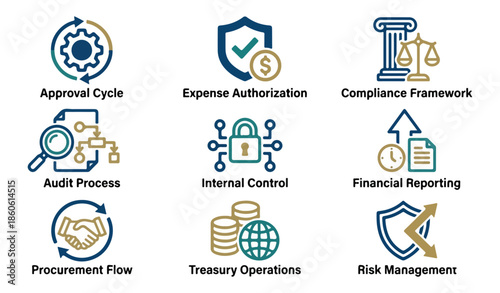 Abstract icon set business finance and legal symbols