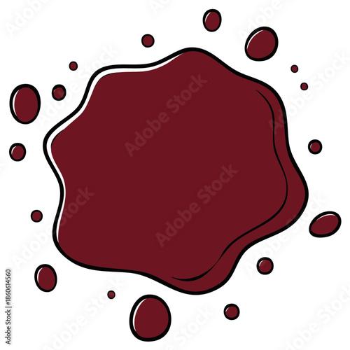 Red Paint Splatter Splash with Droplets and Outline