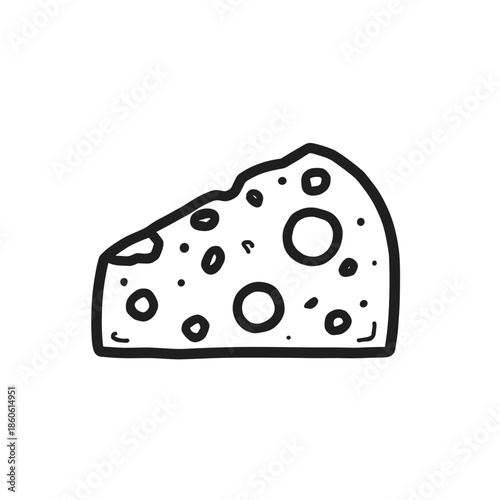 Cartoon icon of a piece of cheese, playful and minimalistic design