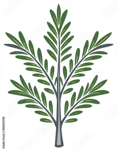 Stylized green plant branches with leaves vector illustration natural design