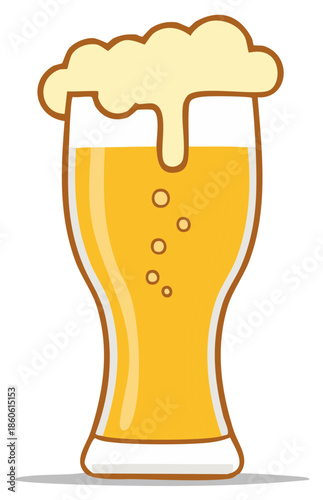 Beer glass with foam isolated icon illustration beverage concept