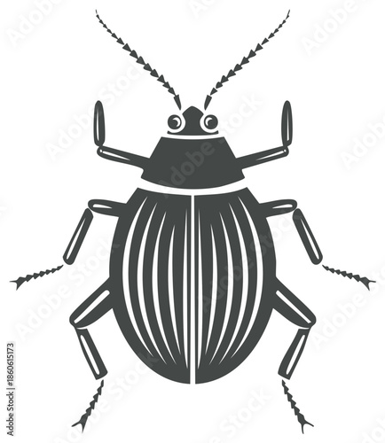 Stylized Insect Icon with Detailed Elytra and Antennae Vector Graphic