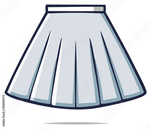 Simple Cartoon Illustration of a Pleated Skirt in Gray-Blue Color