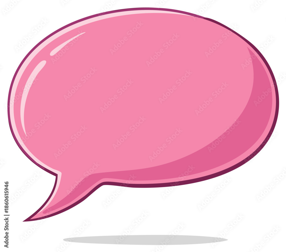 Fototapeta premium Pink cartoon speech bubble with a shadow