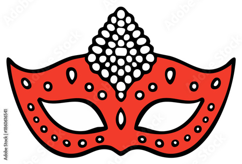 Vibrant Red Venetian Masquerade Mask with Sparkling Diamond Embellishment