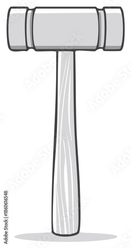 Vector illustration of a cartoon mallet with wooden handle, construction equipment