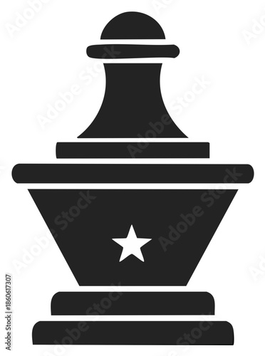 Abstract dark chess pawn silhouette.  Symbol of strategy, intelligence, power, skill, competition.  Vector game design.