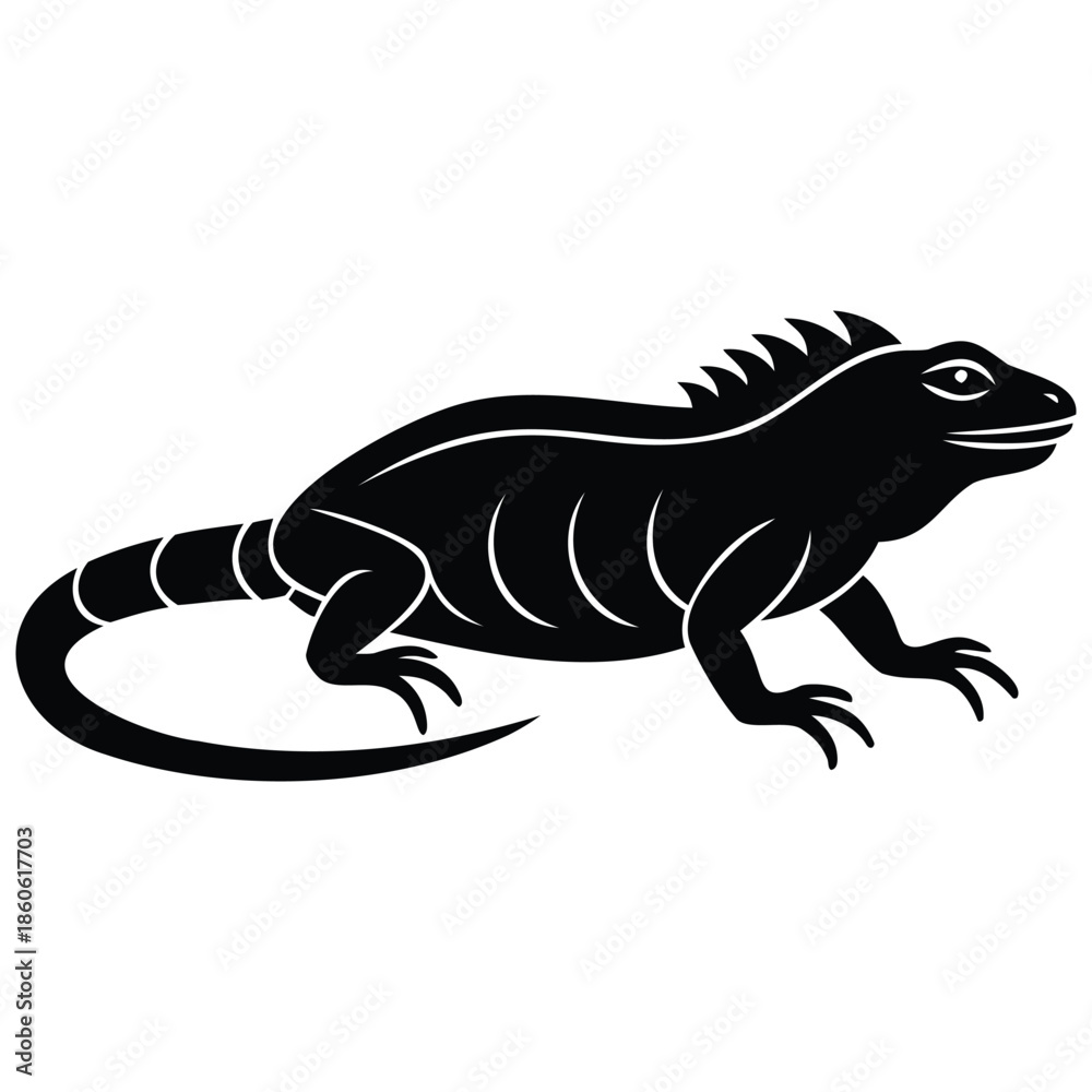 Fototapeta premium Generative Design Exotic Iguana Silhouette Tropical Lizard Wildlife Graphic