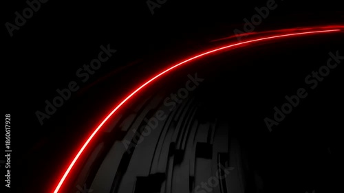 Red Neon Light Curve on Dark Surface.