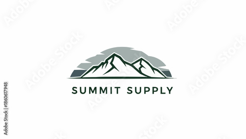 Stylized mountain range logo with text Summit Supply.