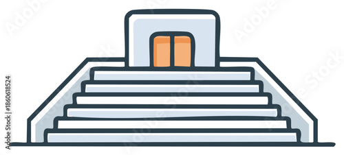 Modern Staircase with Entrance Doors Simplistic Architectural Design Illustration