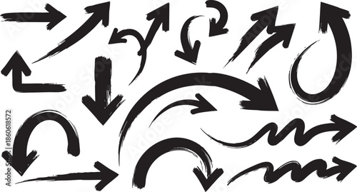 Collection of black arrows on white background