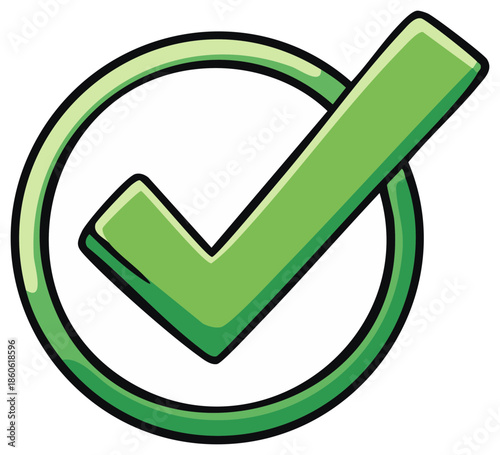 Green checkmark symbol inside a circle representing approval or confirmation
