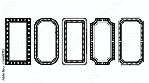 Collection of five intricately designed frames