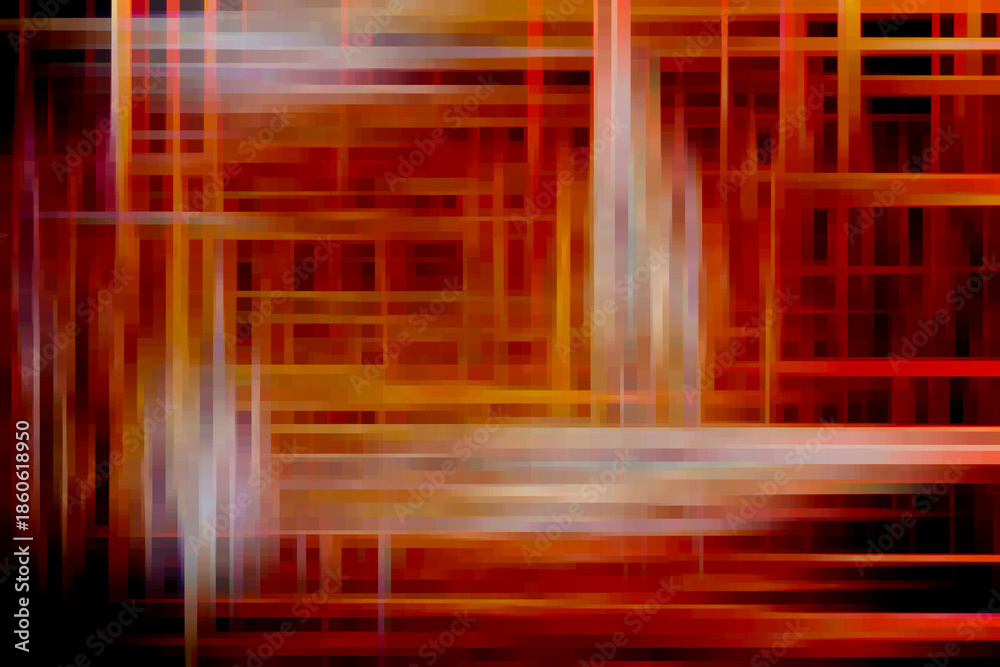 Naklejka premium High-quality abstract glitch background featuring layered geometric lines and vibrant color transitions. Modern digital texture suitable for technology concepts, futuristic designs, creative visuals, 