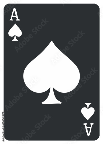 Ace of Spades Playing Card with Minimalist Design and Bold White Symbols on Dark Gray Background