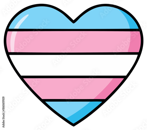 Heart Shaped Symbol Featuring Transgender Pride Flag Colors
