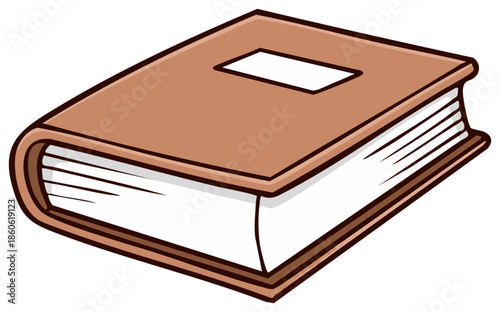 Classic Brown Bound Book with Placeholder Label for Learning and Study