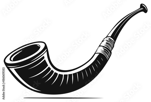 Vintage Curved Smoking Pipe Vector Illustration for Tobacco Use