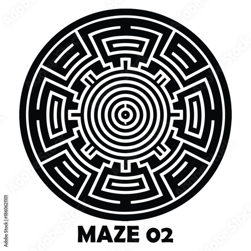 Generative Design Complex Maze Silhouette Labyrinth Logic Puzzle Graphic