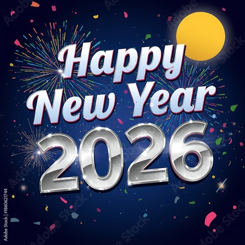 Happy newyear letters banner, vector art and illustration. can use for, landing page, template, ui, web, mobile app, poster, banner, flyer, background