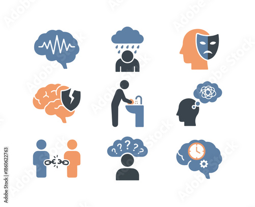 Mental health concepts illustration brain emotions psychology problem solving